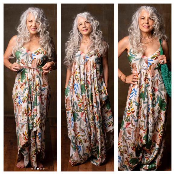 [World Market] Tropical Print Boho Oversized Jumpsuit NWT Size Small Medium S/M - Picture 1 of 12